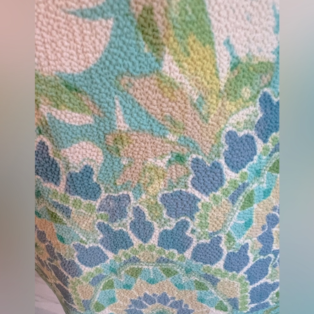 New Sleeveless Tassel Blue Torques Floral Blouses Sz M - Picture 10 of 12